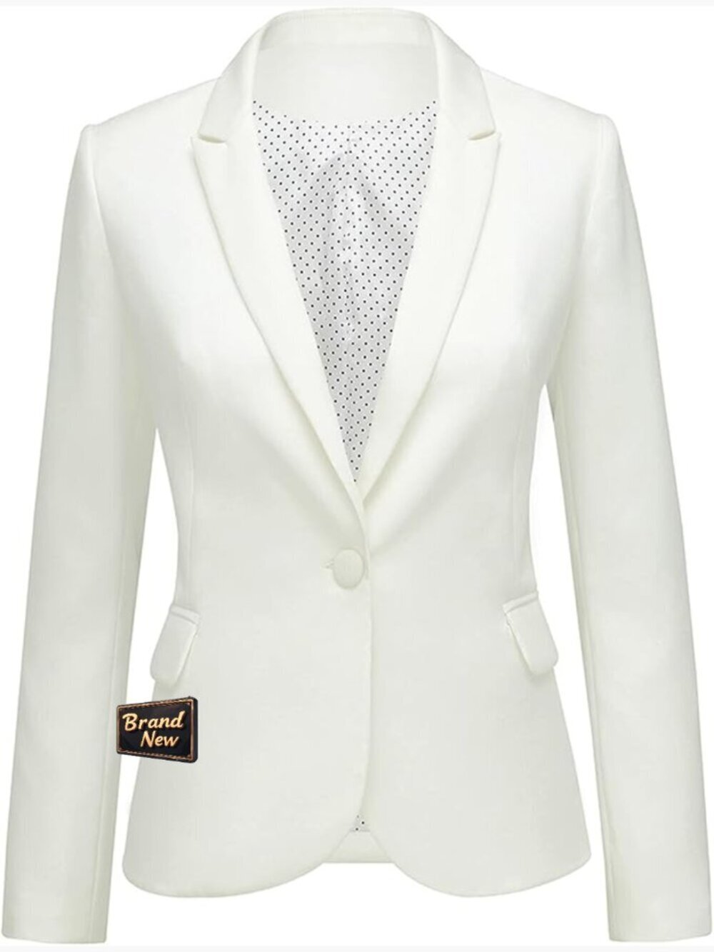 Notched Lapel Blazer with Pockets and Back Slit for Work Office